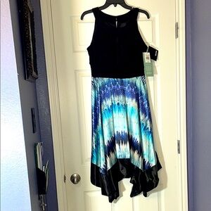Melrose Halter Sleeveless Dress w/Handkerchief Skirt New - Black/Blue/Purple